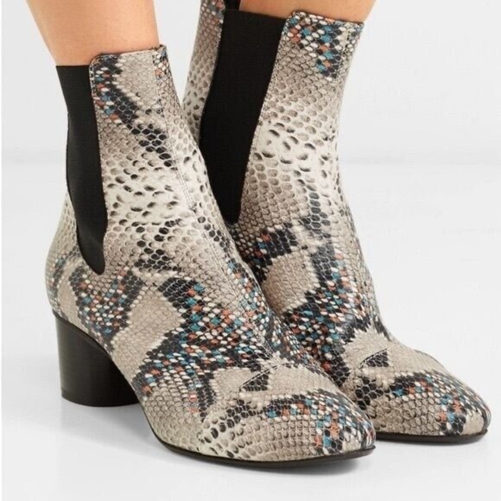 Isabel Marant Danelya Exotic Snakeskin Print Ankle Boots